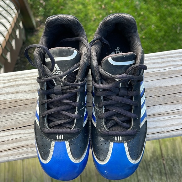 Adidas Soccer Cleats Blue/Black Leather Unisex Size 2, EUC, Low Top, Lace up - Picture 4 of 7